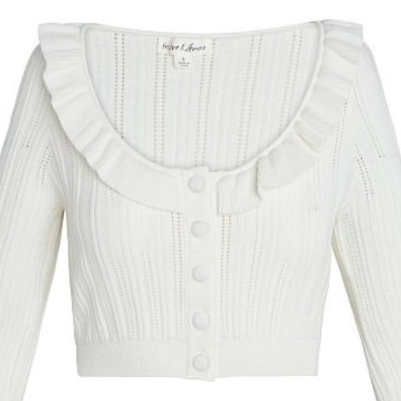 For Love & Lemons L NWT 2 Piece Camille Set Pointelle Knit Shorts & Cardigan Top - Picture 4 of 10